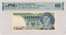 1.000 złotych 1975 - AT Reference: Miłczak 145b
Grade: PMG 66 EPQ