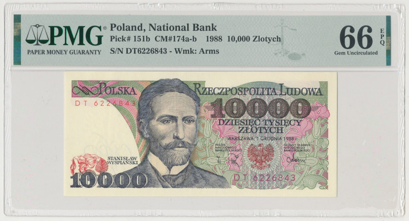 10.000 złotych 1988 - DT Reference: Miłczak 174b
Grade: PMG 66 EPQ