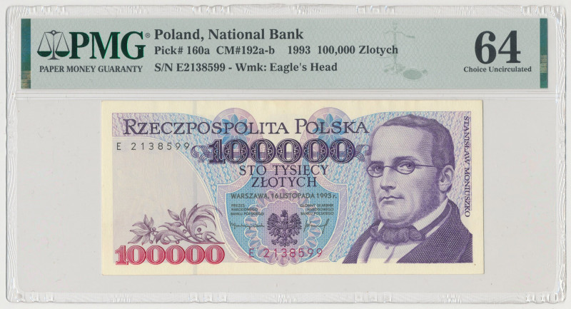 100.000 złotych 1993 - E Reference: Miłczak 192a
Grade: PMG 64