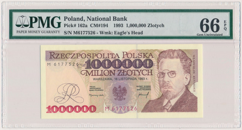 1 mln złotych 1993 - M Reference: Miłczak 194
Grade: PMG 66 EPQ