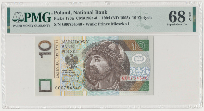 10 złotych 1994 - GO Reference: Miłczak 196b
Grade: PMG 68 EPQ