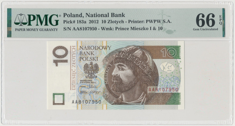 10 złotych 2012 - AA 
Grade: PMG 66 EPQ