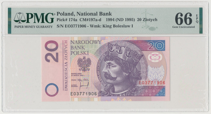 20 złotych 1994 - EO Reference: Miłczak 197b
Grade: PMG 66 EPQ