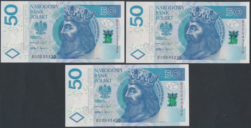 50 zł 2017 BO - 0033333, 0043210 i 0043400 (3szt) 
Grade: UNC