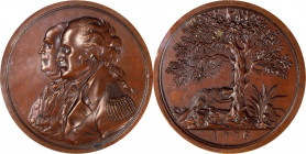 "1776" (post-1807) Washington/Franklin American Beaver Medal. Betts-549, Julian CM-4, Musante GW-93, Baker-54A, Greenslet GM-83. Bronzed Copper. Speci...