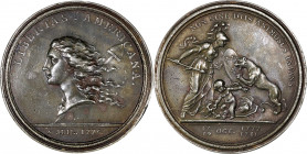 Cast Copy 1781 Libertas Americana Medal. As Adams-Bentley 15, Betts-615. Lead. Extremely Fine.
49.3 mm, 4.0 mm to 4.3 mm thick. 872.0 grains. While t...