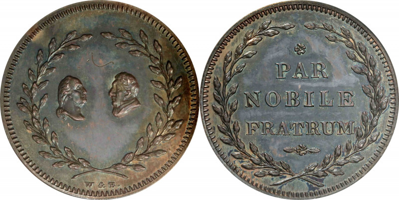 Undated (ca. 1834) Lafayette Par Nobile Fratrum Medalet. By C.C. Wright and Jame...