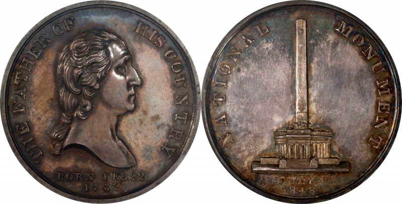 1848 National Monument Medal. Musante GW-178, Baker-320A. Silver. MS-61 (NGC).
...