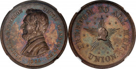1864 Abraham Lincoln / Freedom to All Men Medal. Musante GW-719, Baker-383, Cunningham 3-060S, King-77, DeWitt-AL 1864-5. Silver. MS-66 (NGC).
32 mm....