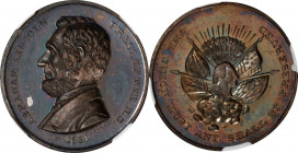 1864 Washington and Flags - Abraham Lincoln Medal. By William H. Key. Musante GW-721, Baker-237, Cunningham 3-200S, King-89, DeWitt-AL 1864-19. Silver...
