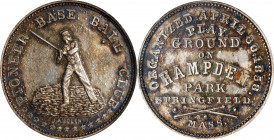 Undated (ca. 1861) Pioneer Baseball Club Medal. By John Adams Bolen. Musante JAB-1. Silvered White Metal. MS-64 (NGC).
32 mm. Soft satin luster joins...