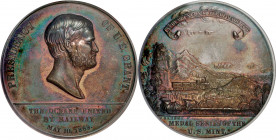 1869 Pacific Railway Completion Medal. By William Barber. Awarded to Joshua Rufus Nichols. HK-12a, Julian CM-39. Rarity-6. Silver. Specimen-64 (PCGS)....
