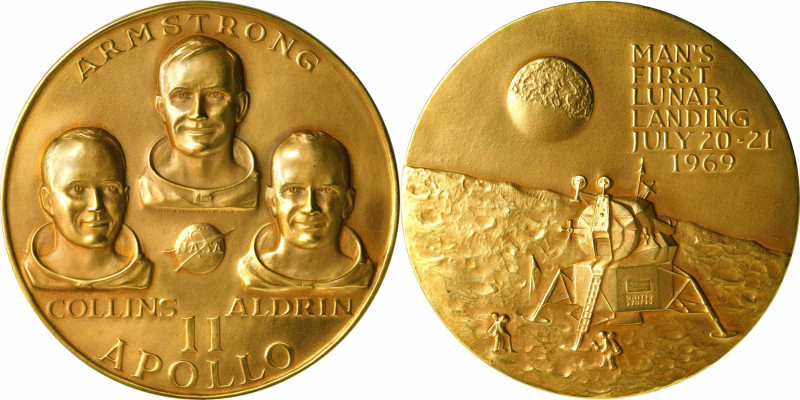 1969 Apollo 11 Commemorative Moon Landing Medal. By Medallic Art Company. Gold. ...