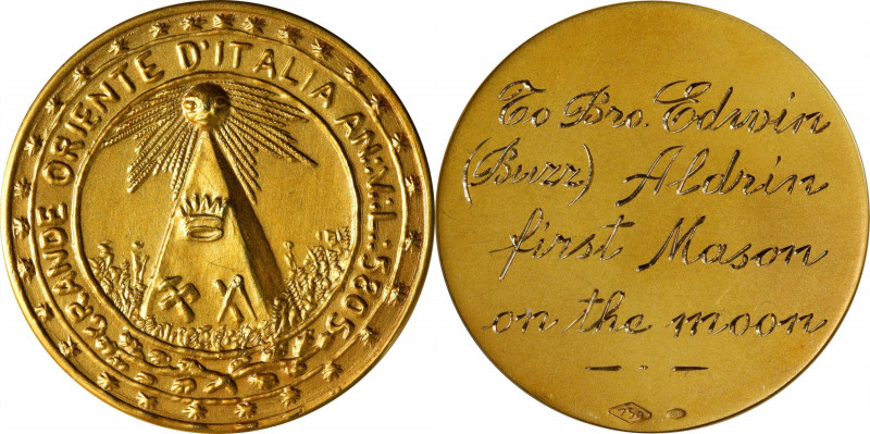 Italy. (ca. 1969) Grand Orient of Italy Award Medal. Gold. Awarded to Bro. Edwin...