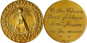 Italy. (ca. 1969) Grand Orient of Italy Award Medal. Gold. Awarded to Bro. Edwin (Buzz) Aldrin. Mint State.
32 mm, .750 fine. 14.8 grams, 11.1 grams ...