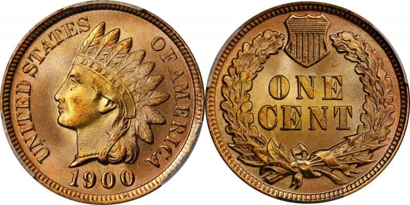 1900 Indian Cent. MS-67+ RD (PCGS).
Simply outstanding Superb Gem quality for b...