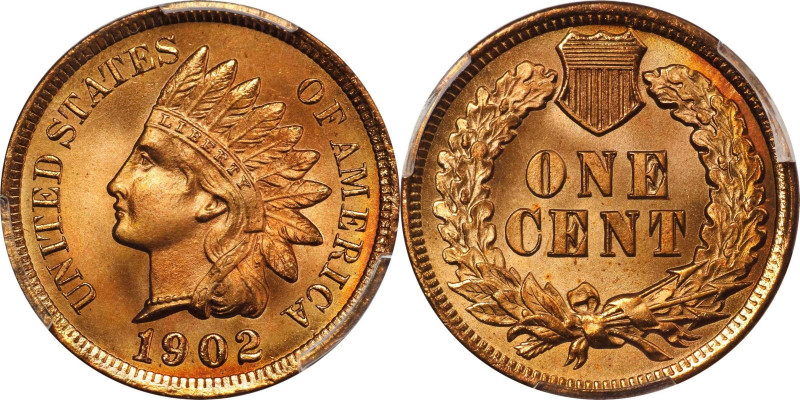 1902 Indian Cent. MS-68 RD (PCGS).
A phenomenal coin that is not only tied for ...