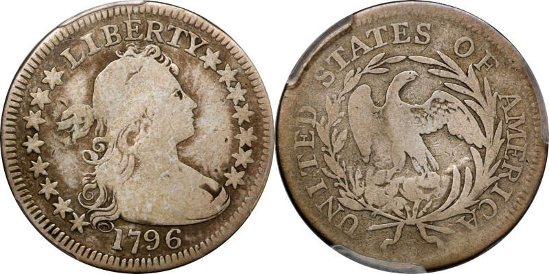 1796 Draped Bust Quarter. B-1. Rarity-4+. Good-6 (PCGS).
Offered is a lovely ci...