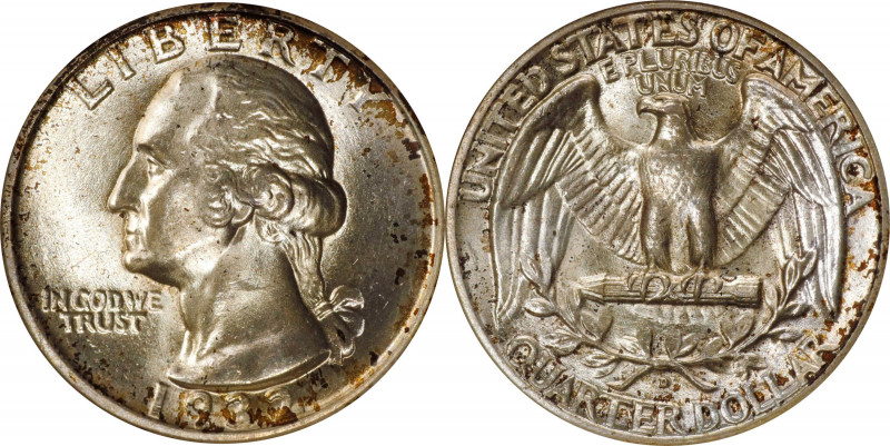 1932-D Washington Quarter. MS-63 (NGC). CAC. OH.
Intensely lustrous satin surfa...