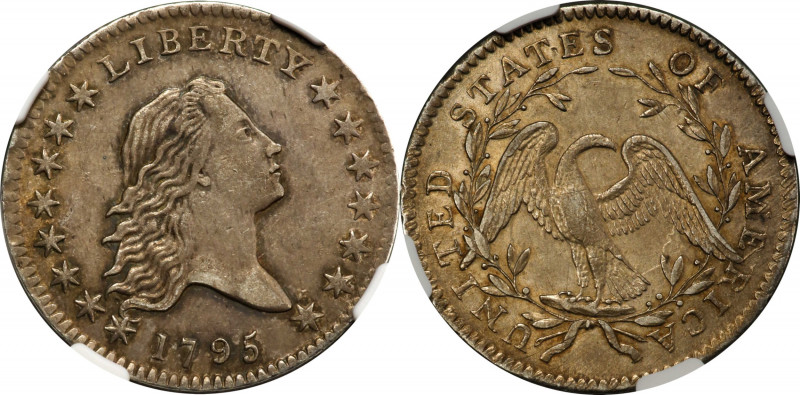 1795 Flowing Hair Half Dollar. O-119, T-1. Rarity-3. Two Leaves. AU-55 (NGC).
A...