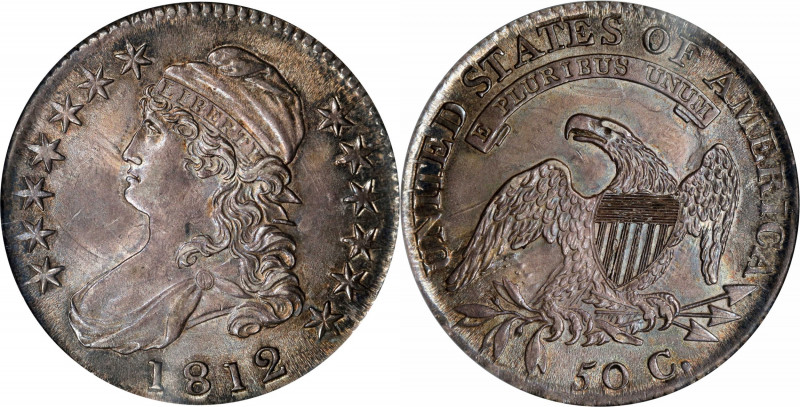 1812 Capped Bust Half Dollar. O-109a. Rarity-2. AU-58 (PCGS). OGH.
This beautif...