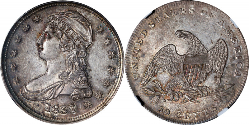 1837 Capped Bust Half Dollar. Reeded Edge. 50 CENTS. GR-24. Rarity-2. Broad Coll...