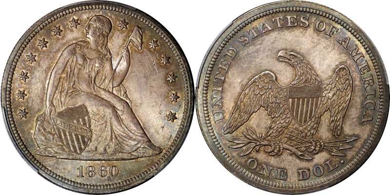 1860 Liberty Seated Silver Dollar. OC-1. Rarity-3+. MS-64+ (PCGS). CAC.
Offered...