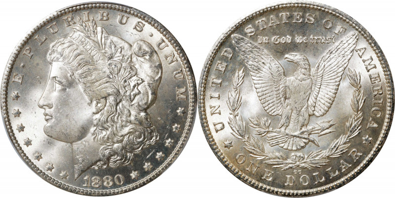 1880-CC Morgan Silver Dollar. MS-65 (PCGS).
Brilliant with a full endowment of ...