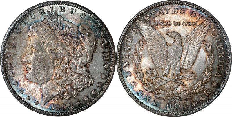 1890-CC Morgan Silver Dollar. MS-63 (NGC). OH.
Beautifully toned surfaces exhib...