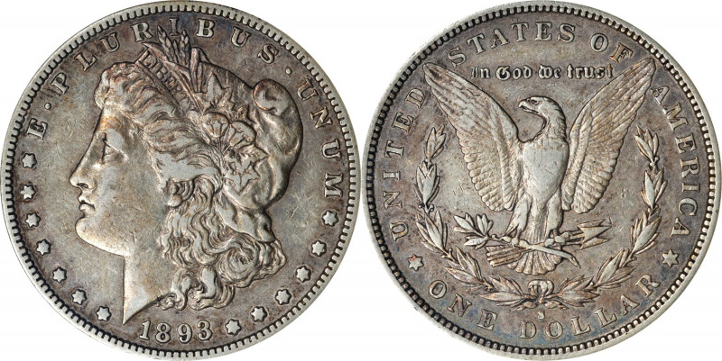 1893-S Morgan Silver Dollar. VF-30 (ANACS). OH.
Pleasing tan-gray surfaces with...