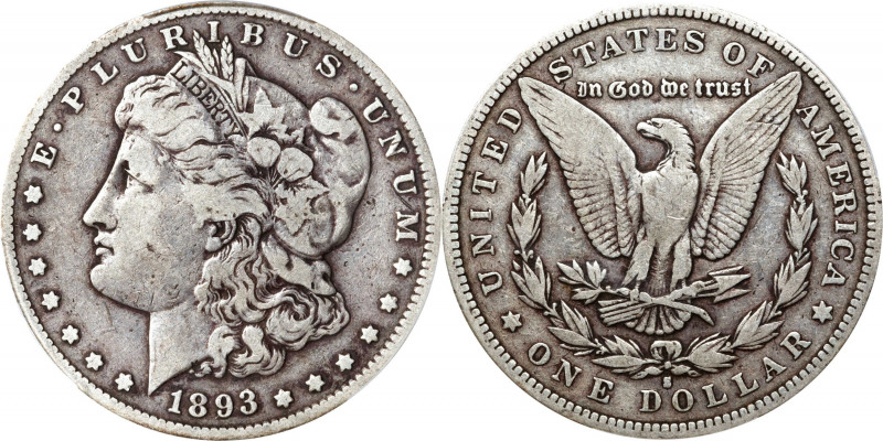 1893-S Morgan Silver Dollar. Fine-12 (PCGS).
A handsome piece with pleasing cir...