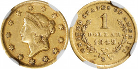 1849-D Gold Dollar. VF Details--Improperly Cleaned (NGC).
PCGS# 7507. NGC ID: 25BD.
From the Robert Forstrom Collection.