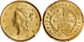 1850 Gold Dollar. MS-63 (PCGS).
PCGS# 7509. NGC ID: 25BF.