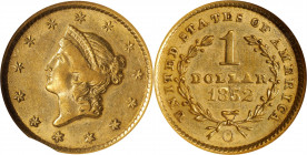 1852-O Gold Dollar. Winter-1, the only known dies. AU-50 (NGC).
PCGS# 7520. NGC ID: 25BT.