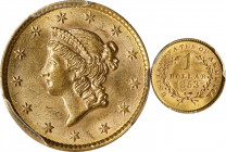 1853 Gold Dollar. MS-63 (PCGS).
PCGS# 7521. NGC ID: 25BU.