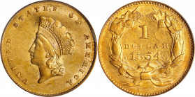 1854 Gold Dollar. Type II. AU-55 (PCGS). OGH.
PCGS# 7531. NGC ID: 25C3.