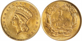 1856 Gold Dollar. Slant 5. AU-58 (PCGS). OGH.
PCGS# 7540. NGC ID: 25CB.
