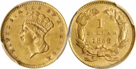 1856 Gold Dollar. Slant 5. AU-55 (PCGS).
PCGS# 7540. NGC ID: 25CB.