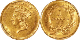 1862 Gold Dollar. MS-61 (PCGS).
PCGS# 7560. NGC ID: 25CW.
