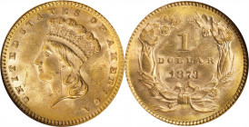 1873 Gold Dollar. Open 3. MS-63 (NGC).
PCGS# 7573. NGC ID: 25DB.