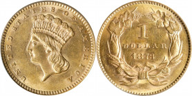 1873 Gold Dollar. Open 3. MS-62 (PCGS).
PCGS# 7573. NGC ID: 25DB.