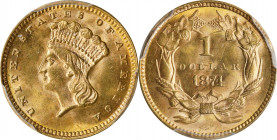 1874 Gold Dollar. MS-64 (PCGS).
PCGS# 7575. NGC ID: 25DC.