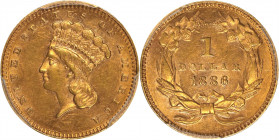 1886 Gold Dollar. AU-58 (PCGS).
PCGS# 7587. NGC ID: 25DR.
From the Robert Forstrom Collection.