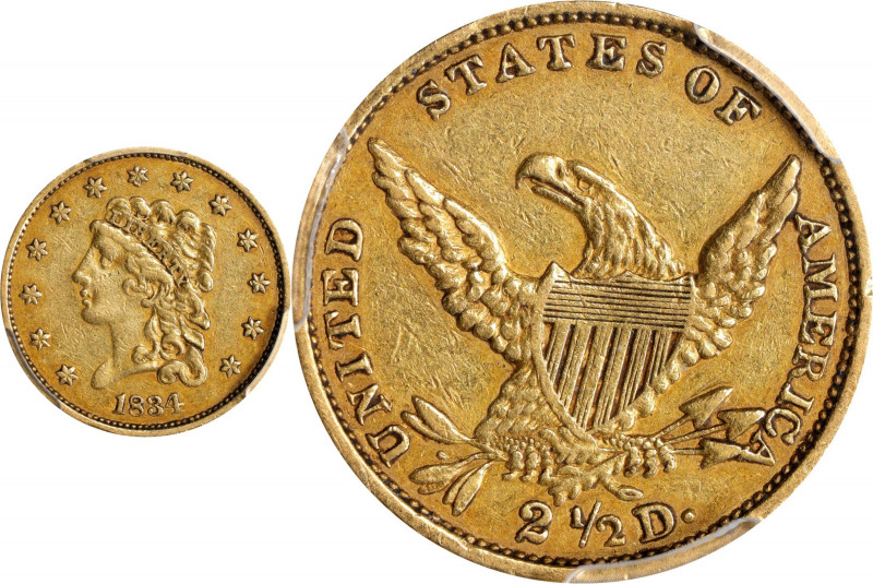 1834 Classic Head Quarter Eagle. HM-1. Rarity-2. Small Head. EF-40 (PCGS).
PCGS...