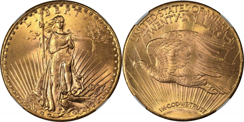 1927 Saint-Gaudens Double Eagle. MS-65+ (NGC).
PCGS# 9186. NGC ID: 26GG.