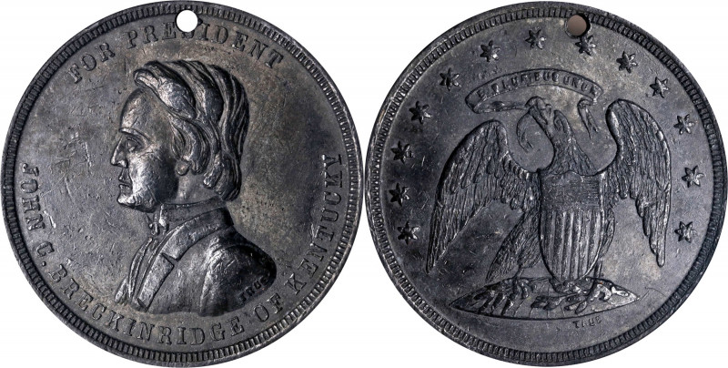 Undated (1860) John C. Breckenridge Campaign Medal. DeWitt-JCB 1860-1. Lead. AU-...