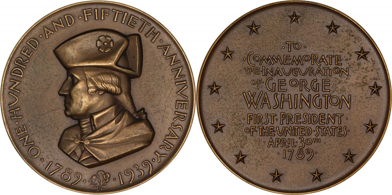 1939 Washington Sesquicentennial Medal. By Albert Stewart. Miller-47, Baker-3000...