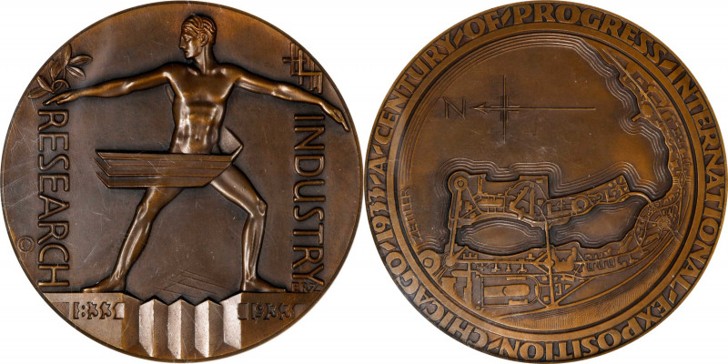 1933 Century of Progress International Exposition Official Medal. Bronze. Golden...