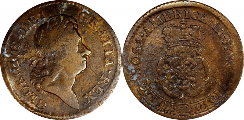 1723 Rosa Americana Penny. Martin 2.6-Eb.2, W-1278. Rarity-4. Fine, Bent, Enviro...