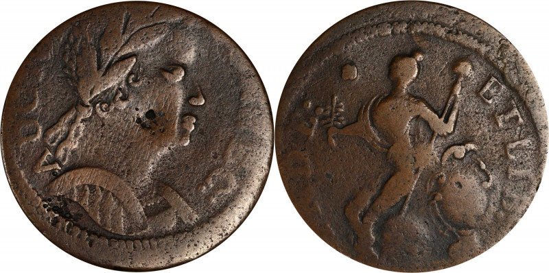 1785 Connecticut Copper. Miller 4.1-F.4, W-2355. Rarity-1. Bust Right, African H...